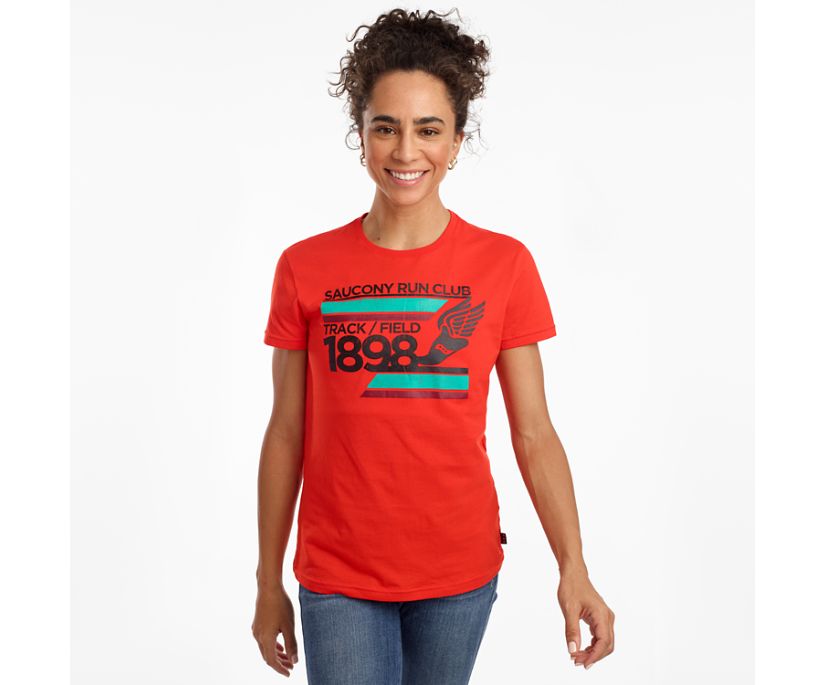 Women's Saucony Rested Short Sleeve Shirts Red | Singapore 288WNBY